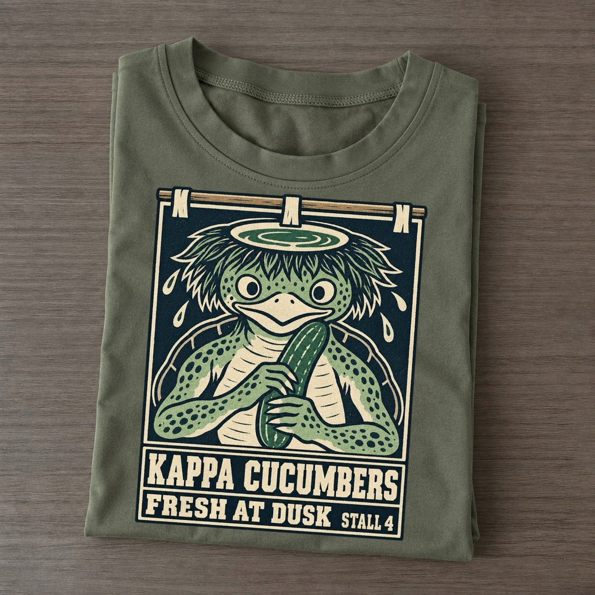 Kappa Cucumbers Yokai Night Market Classic T-shirt – Army Green