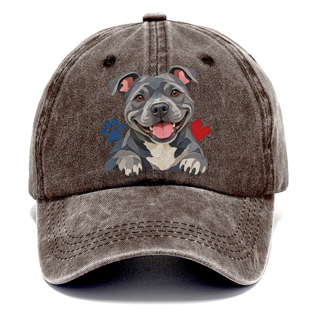 Cut-Paper Staffy Blue Velvet Companions Classic Cap – Brown