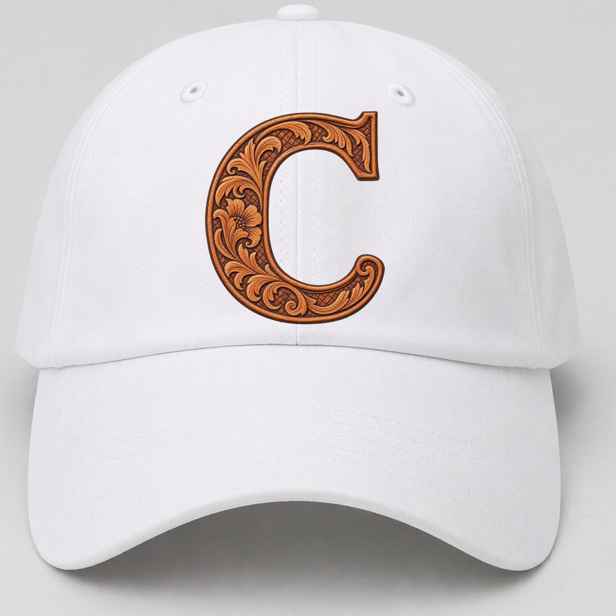 Tooled Leather C Monogram Baseball Cap – White