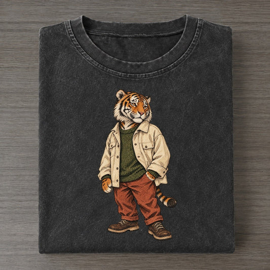 Bengal Tiger Wardrobe Portrait Wild Wardrobe Portraits Vintage T-shirt – Black