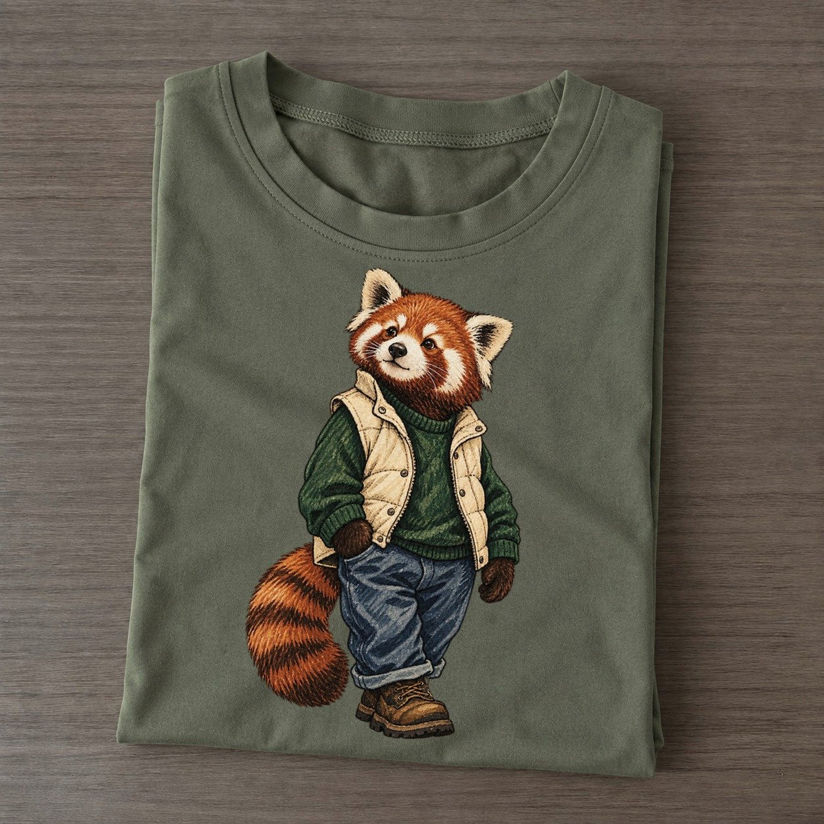 Red Panda Wardrobe Portrait Wild Wardrobe Portraits Classic T-shirt – Army Green
