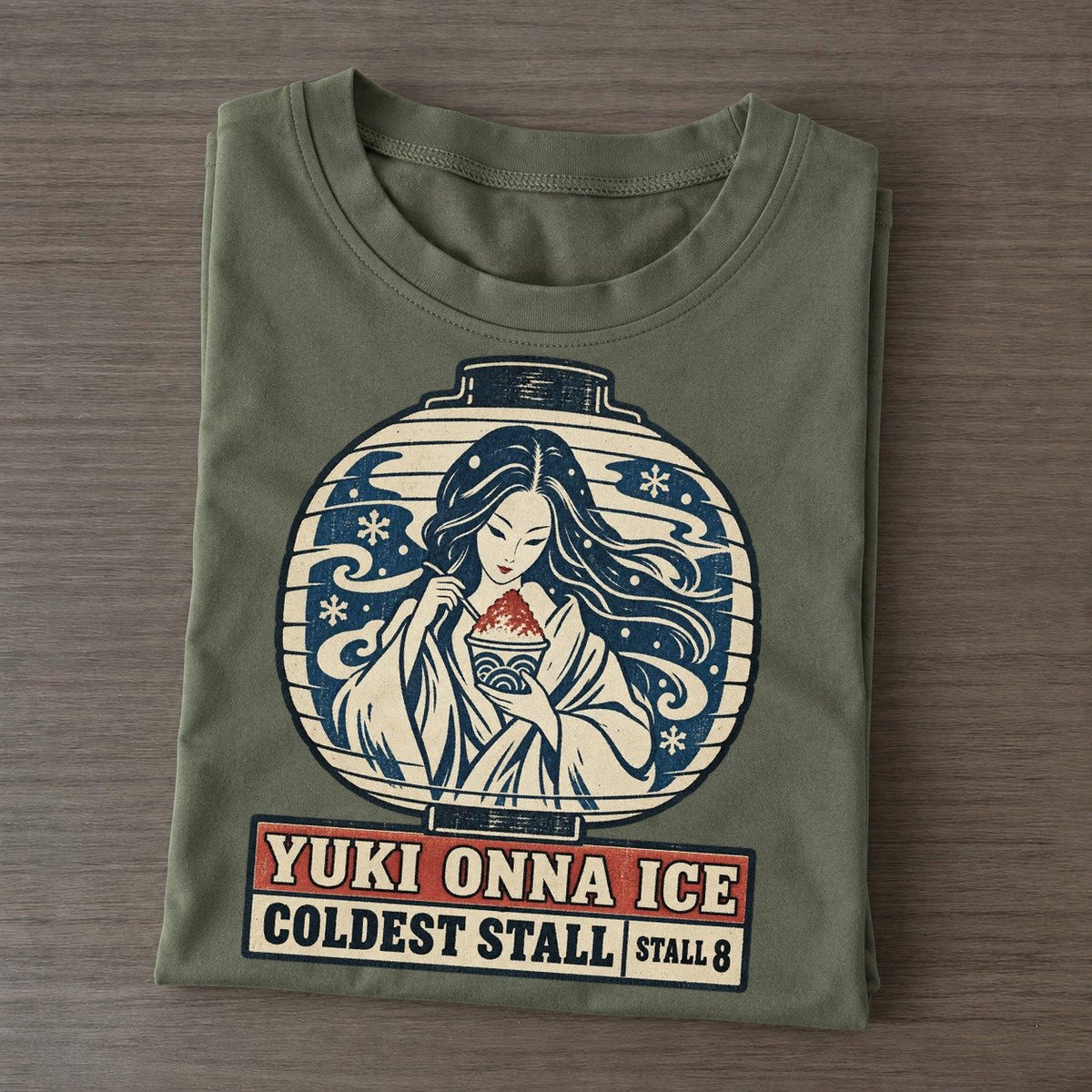 Yuki Onna Ice Yokai Night Market Classic T-shirt – Army Green