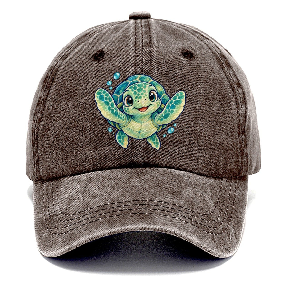 Sea Turtle Front Paddle Sea Sprite Classic Cap – Brown