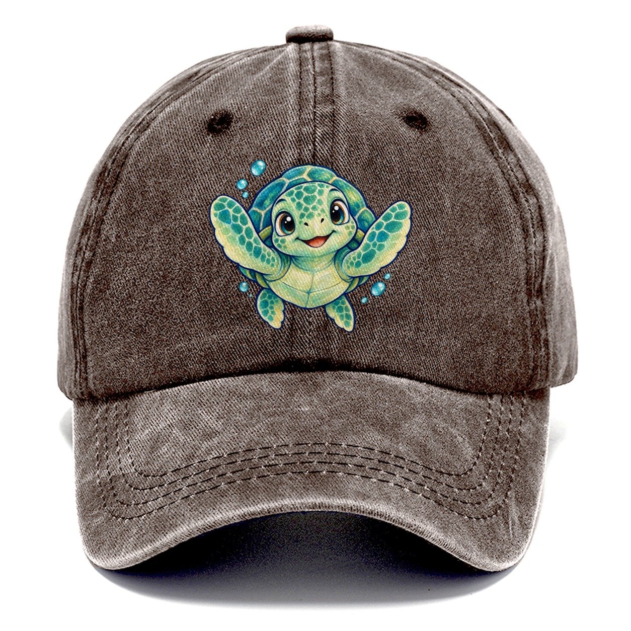 Sea Turtle Front Paddle Sea Sprite Classic Cap – Brown