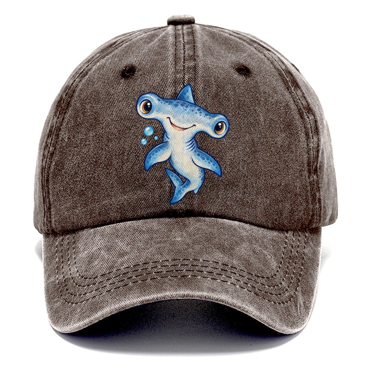 Hammerhead Shark Curious Tilt Sea Sprite Classic Cap – Brown