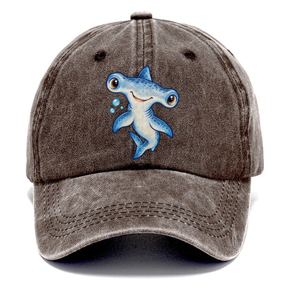 Hammerhead Shark Curious Tilt Sea Sprite Classic Cap – Brown