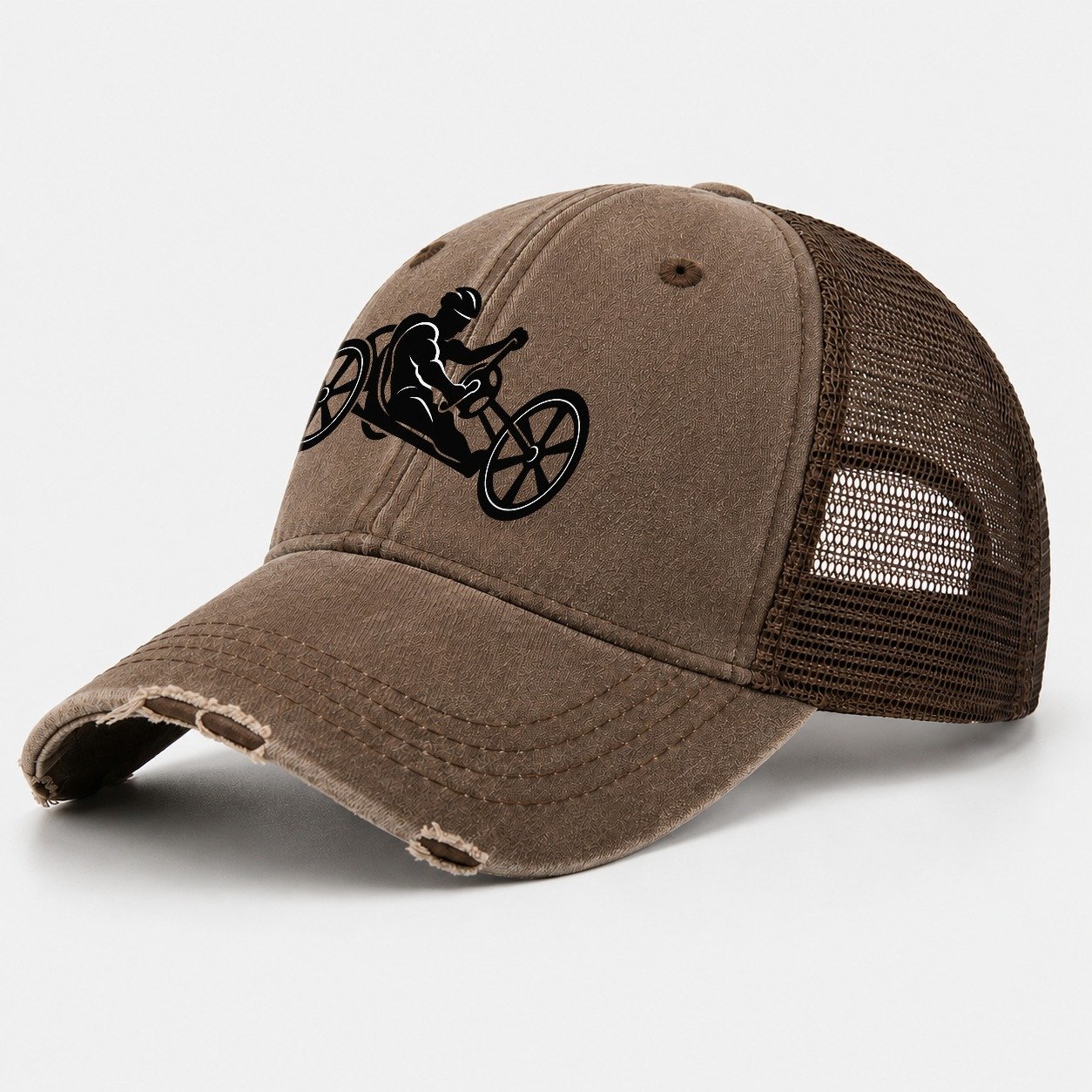 Handcycle Racer Cycling Life Washed Trucker Hat – Coffee