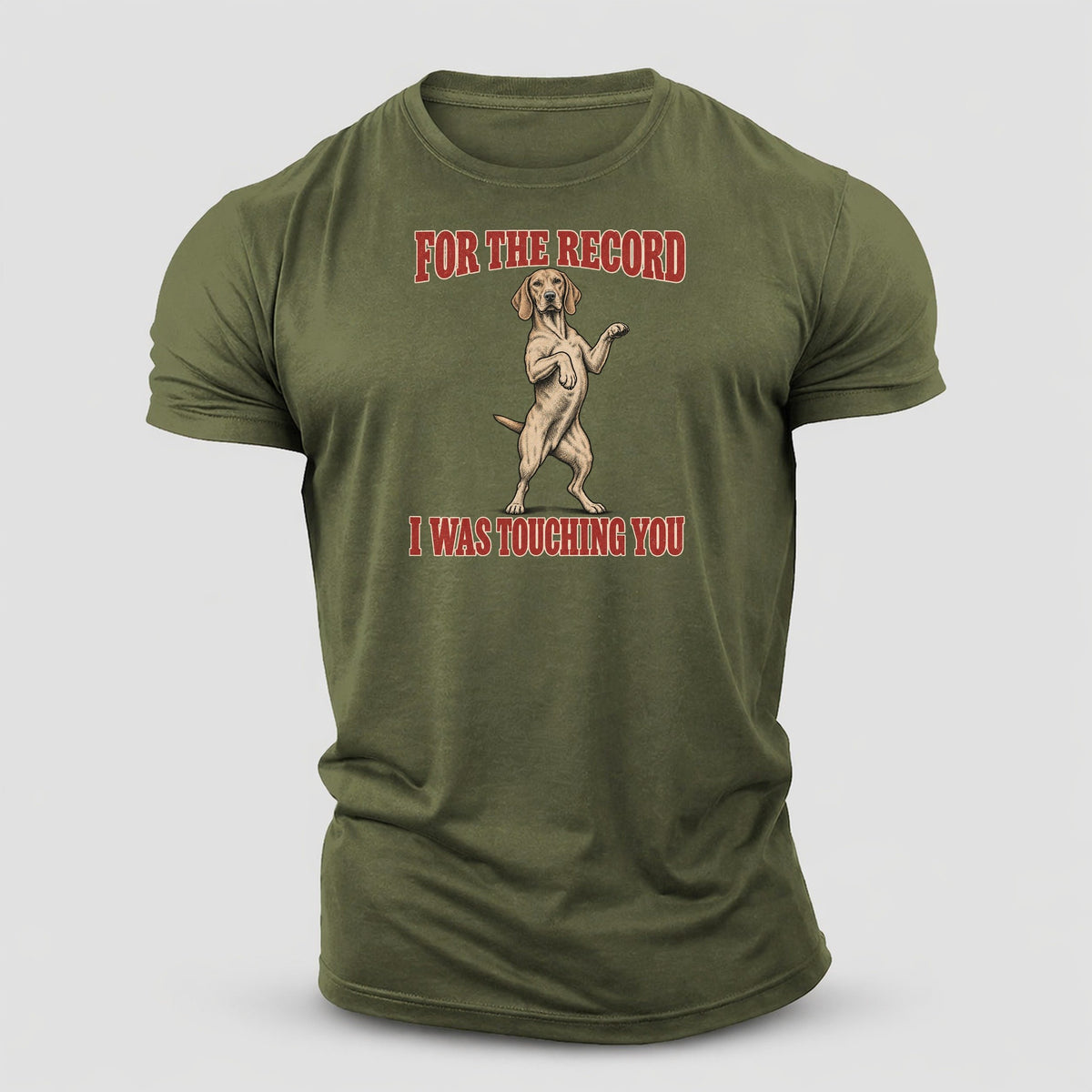 Vizsla Dog Declarations Cotton T-Shirt – Army Green