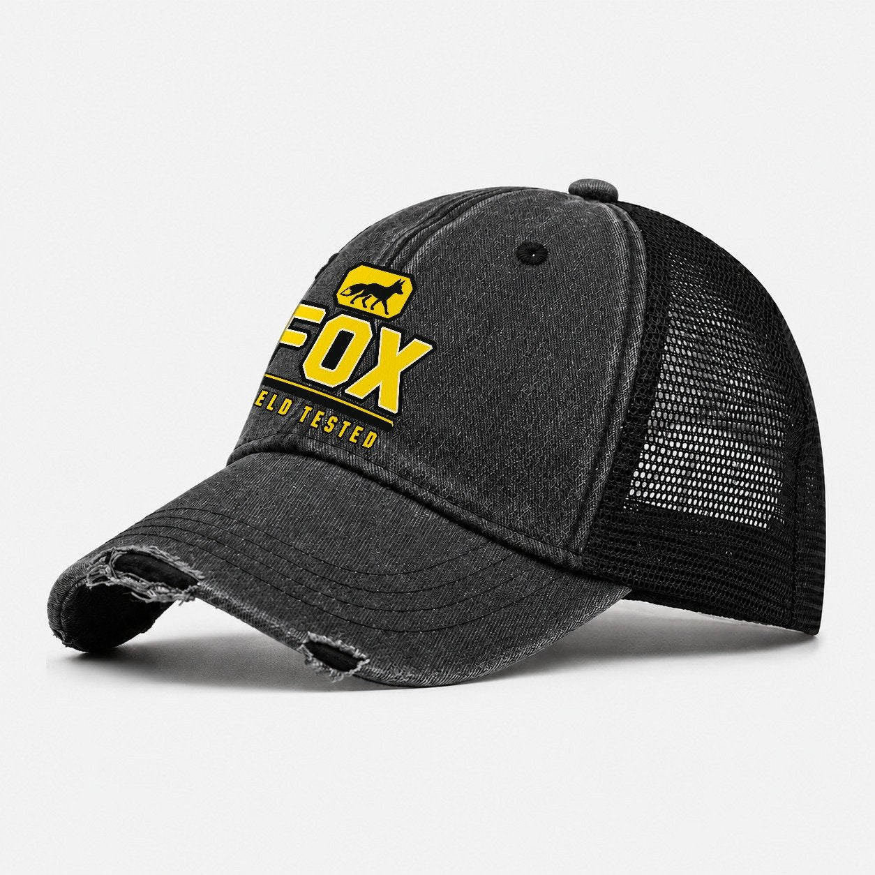 Fox Field Tested Heavy Duty Washed Trucker Hat – Black
