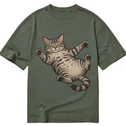 American Shorthair Silver Tabby Classic Pattern Fully Relaxe Classic T-shirt – Army Green