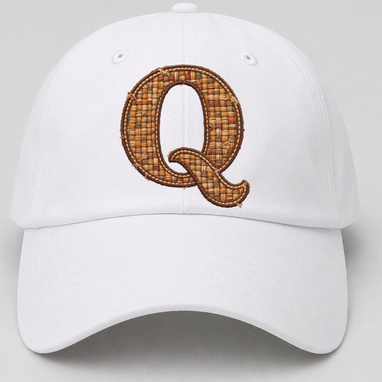 Woven Tweed Q Monogram Baseball Cap – White