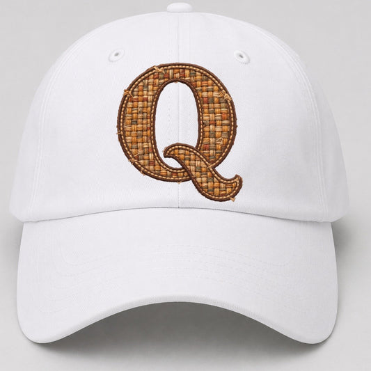 Woven Tweed Q Monogram Baseball Cap – White