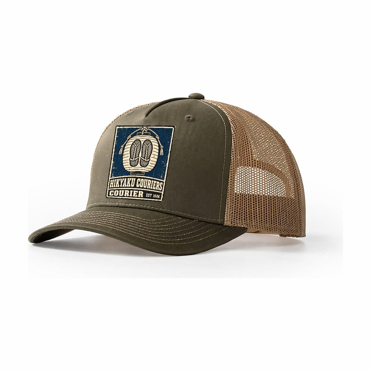 Hikyaku Courier House Noren Trade Co Trucker Hat – Olive Khaki