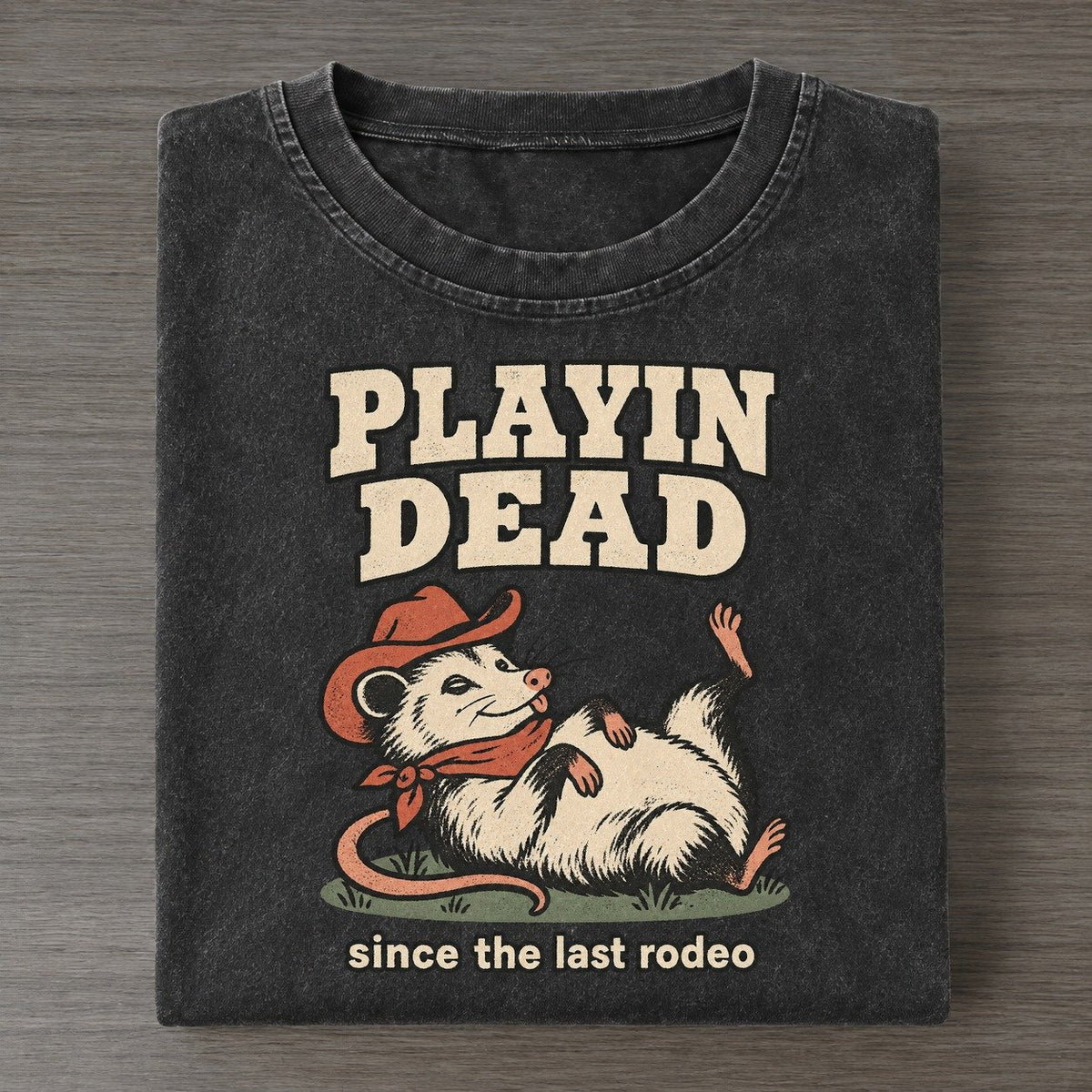 Playin Dead Cowboy Critters Vintage T-shirt – Black