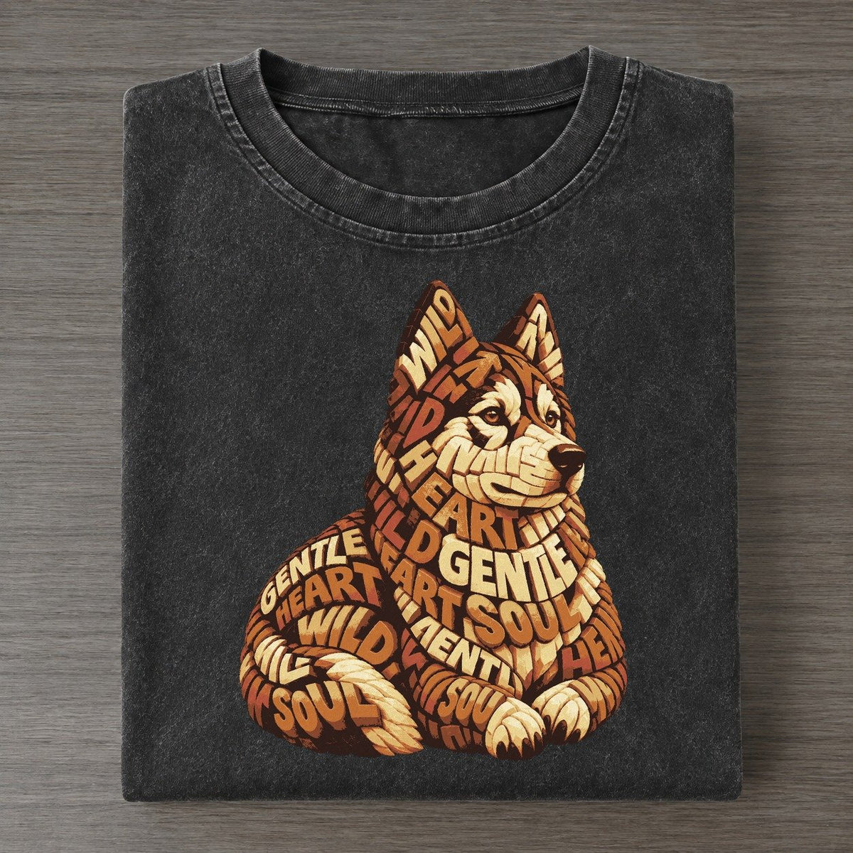 Husky Rest Letter Sculpture Vintage T-shirt – Black