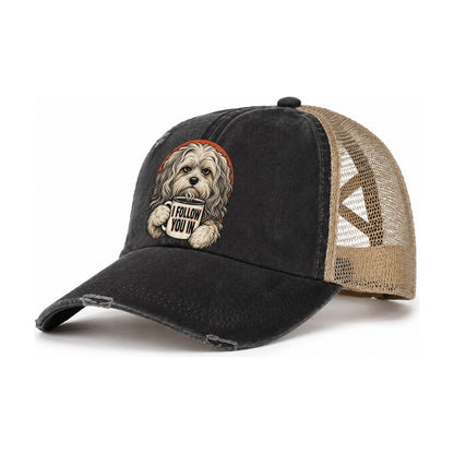 Havanese Mug Truths Dog Mug Truths Women's Ponytail Trucker Hat – Washed Black Khaki