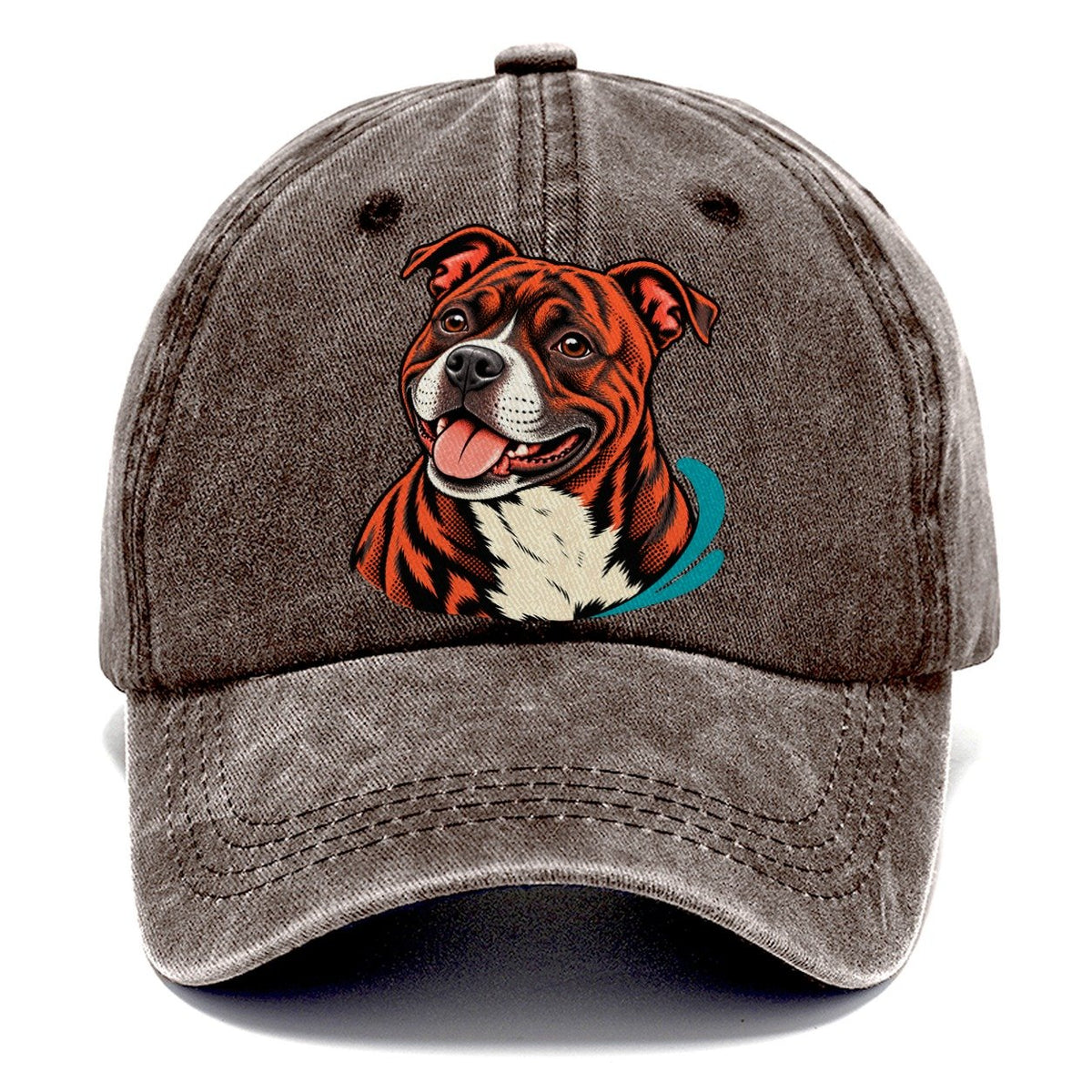 Happy Pitbull Pop Art Portrait Classic Cap – Brown