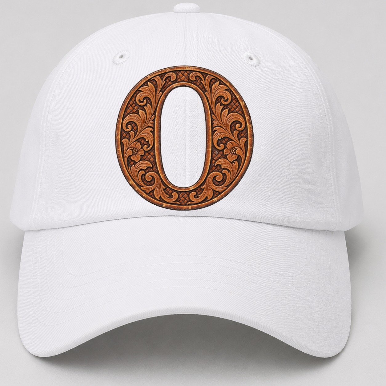 Tooled Leather O Monogram Baseball Cap – White