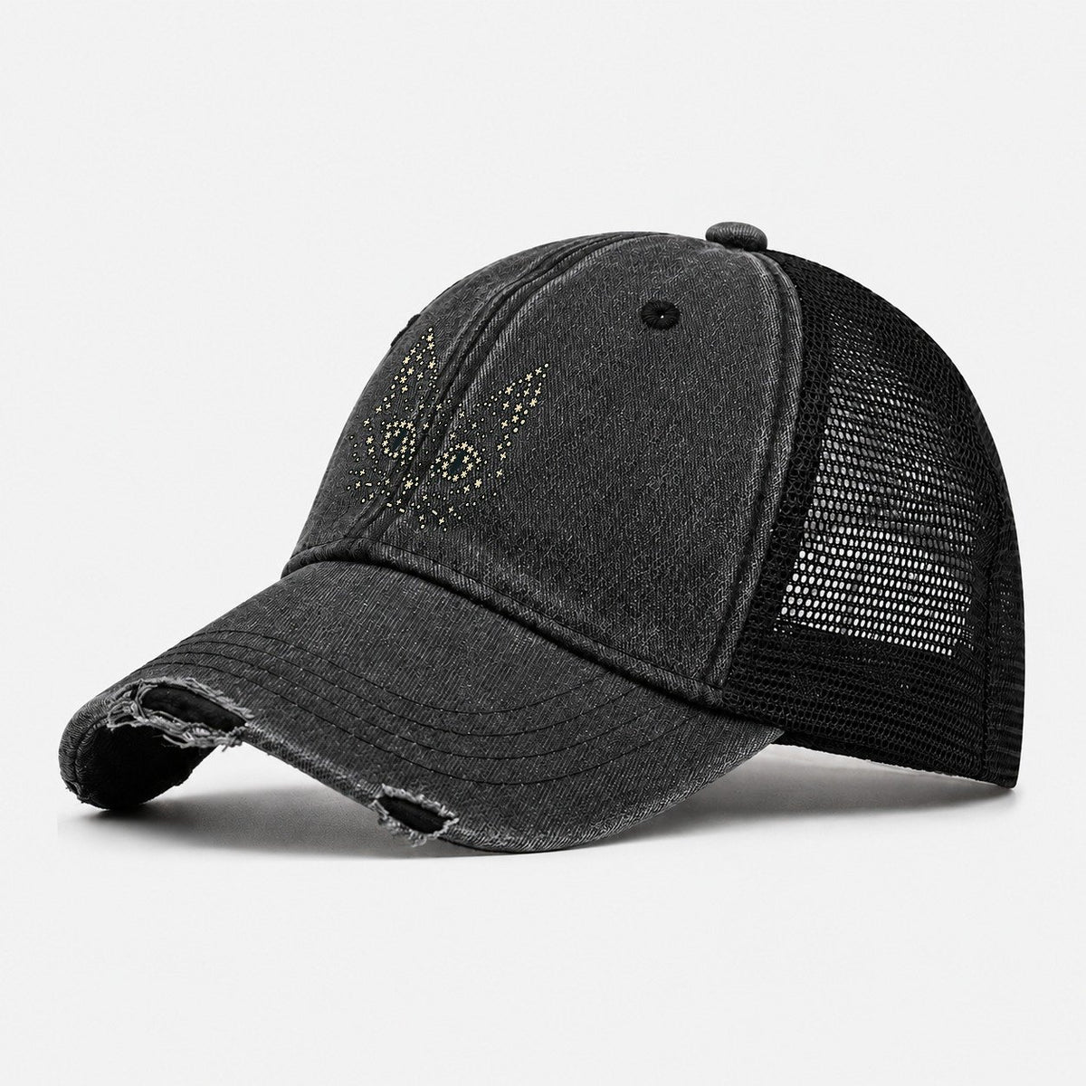 Cat Cursor Eyes Washed Trucker Hat – Black