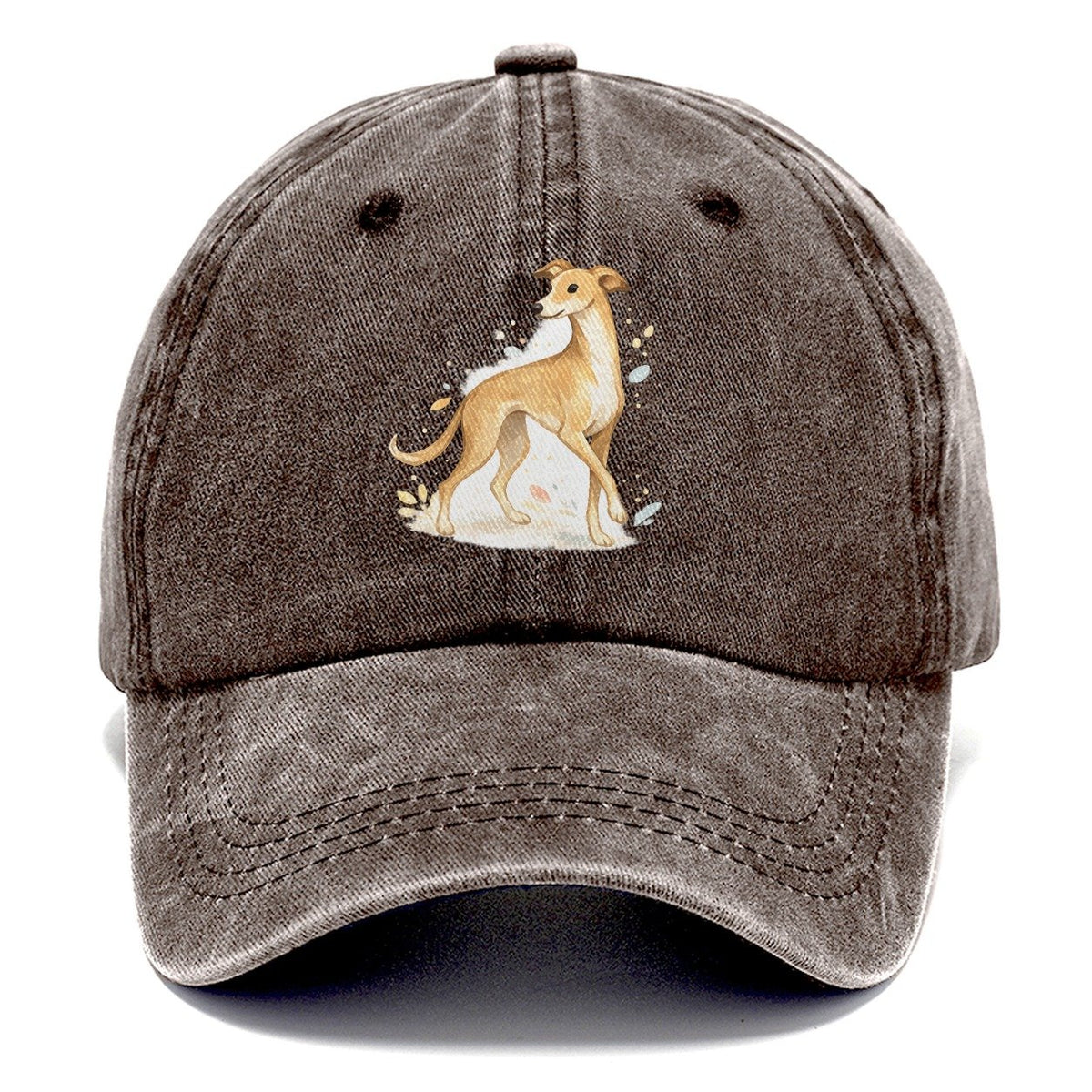 Watercolor Whippet Dog Classic Cap – Brown