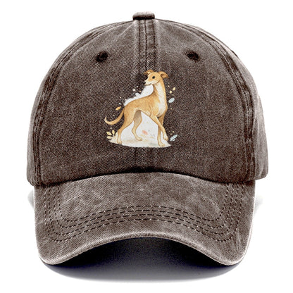 Watercolor Whippet Dog Classic Cap – Brown