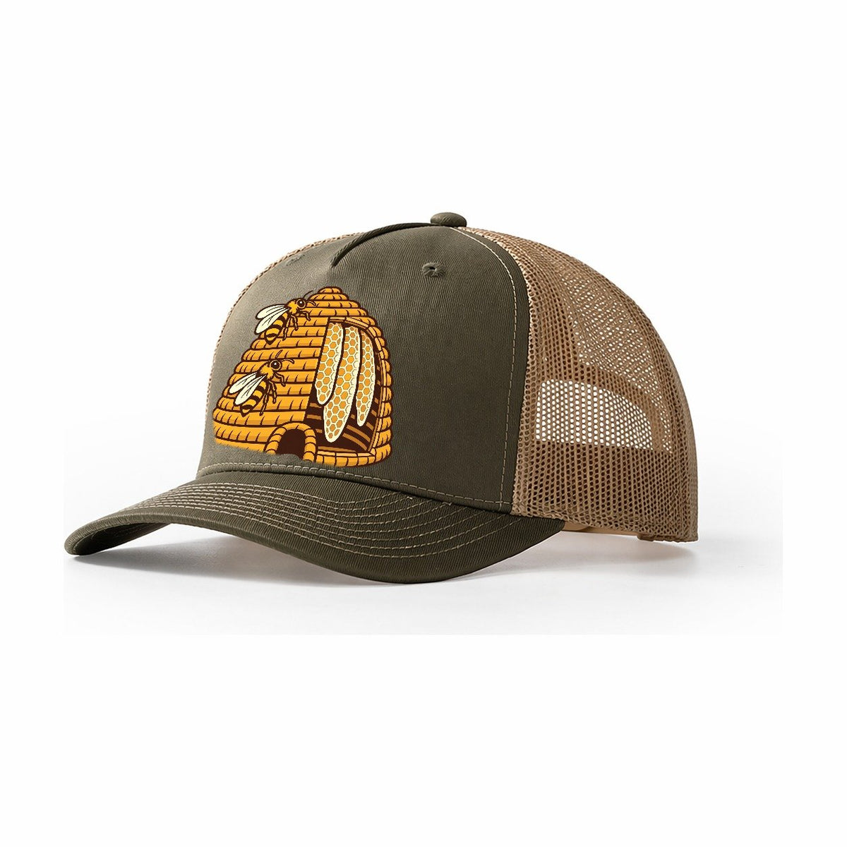 Skep Cutaway Mark Beekeeping Trucker Hat – Olive Khaki
