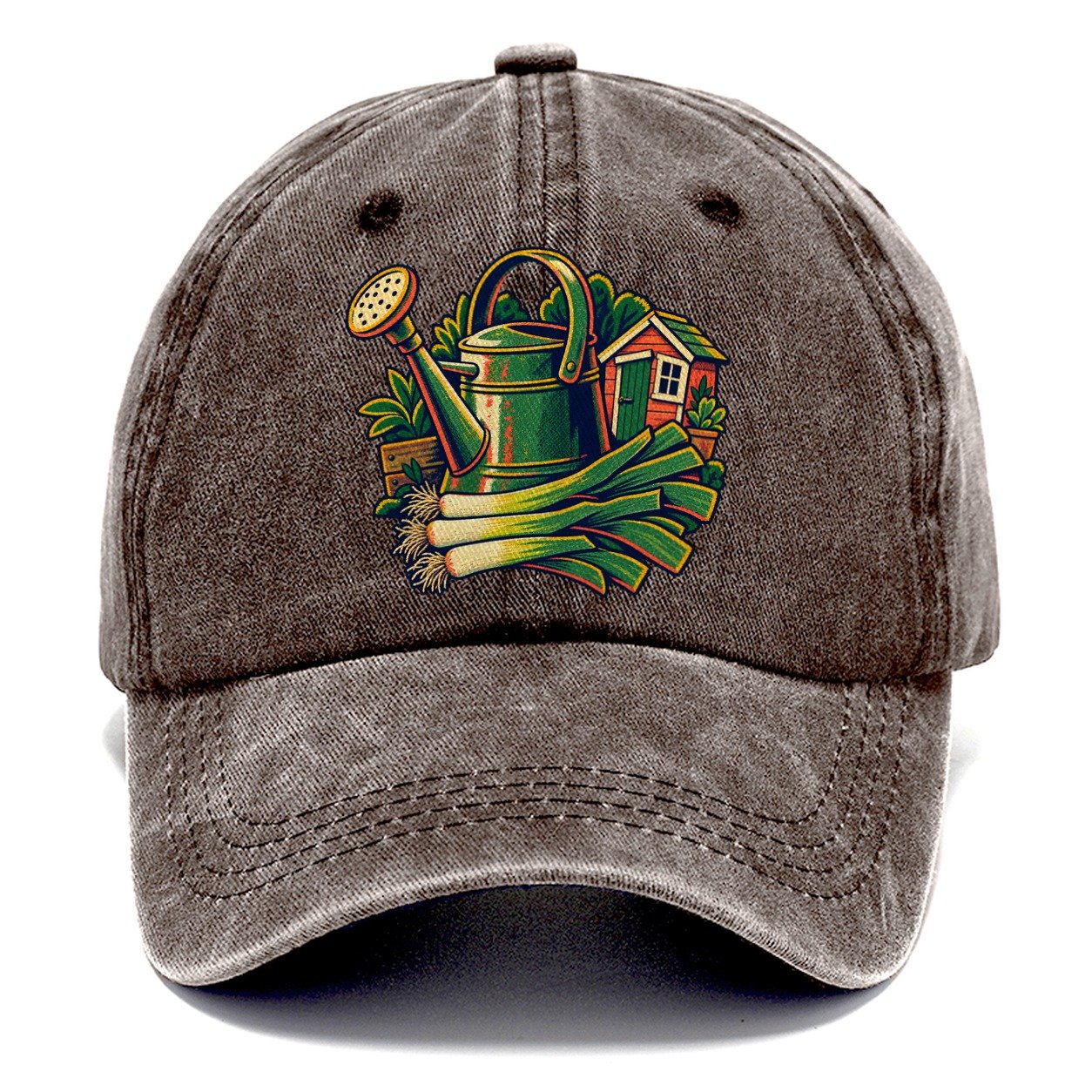 Allotment Shed Watering Can And Leeks Uk Culture Heritage Classic Cap – Brown