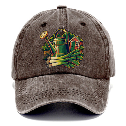 Allotment Shed Watering Can And Leeks Uk Culture Heritage Classic Cap – Brown