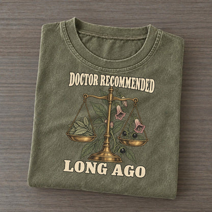Long Ago Botanical Warnings Vintage T-shirt – Army Green