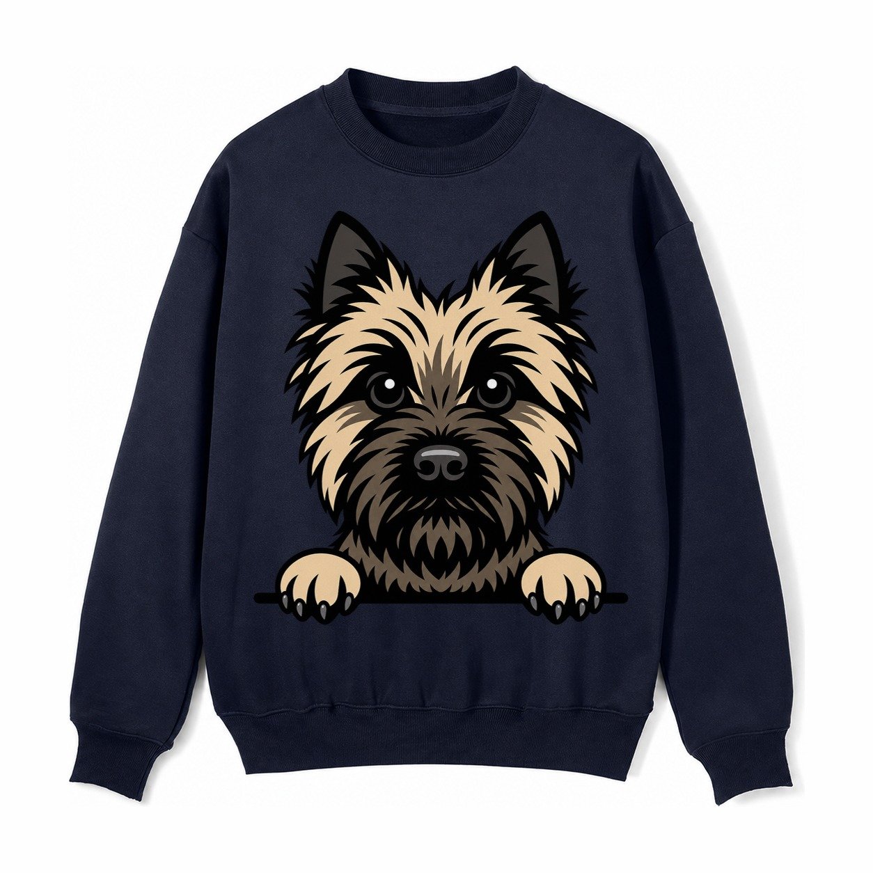 Cairn Terrier Wheaten Colored Pose Fleece Sweatshirt – Navy Blue