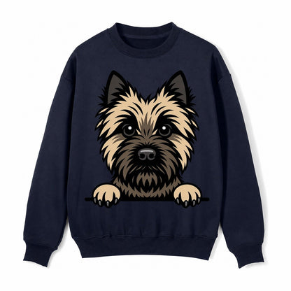 Cairn Terrier Wheaten Colored Pose Fleece Sweatshirt – Navy Blue