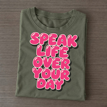 Speak Life Over Your Day Sunday Puff Classic T-shirt – Army Green