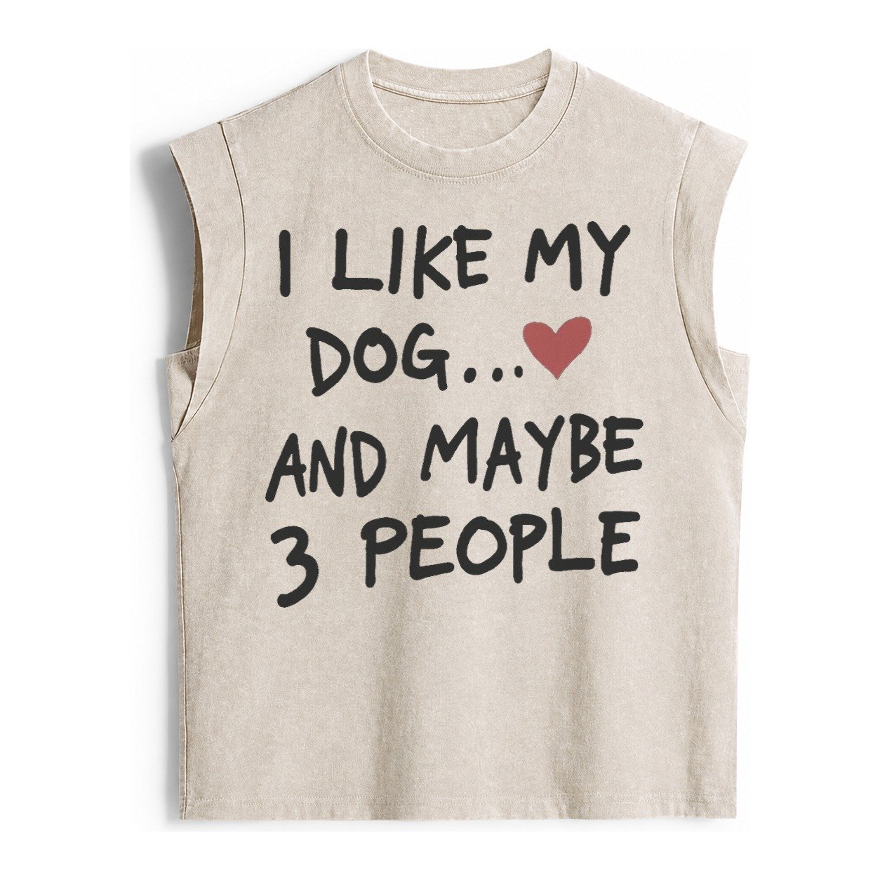Dog Maybe 3 People Vintage Washed Tank – Beige