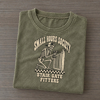 Gate Builder Small Hours Society Vintage T-shirt – Army Green