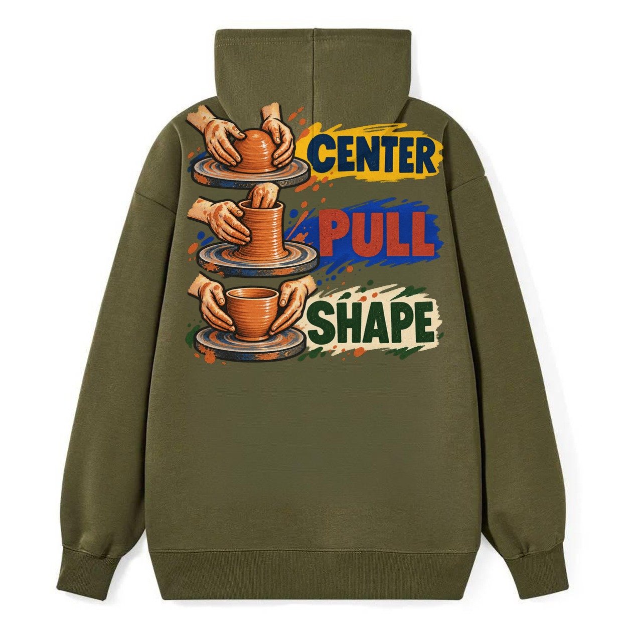 Center Pull Shape Clay Color Makers Classic Pullover Hoodie – Armygreen
