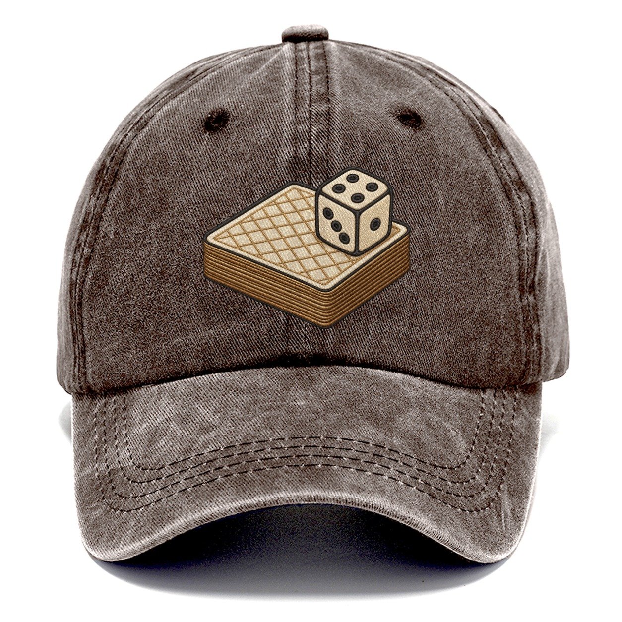Face Down Card Deck With A Die On Top Board Games Classic Cap – Brown