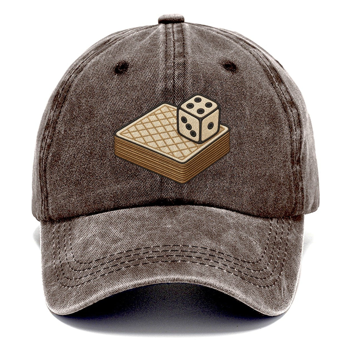Face Down Card Deck With A Die On Top Board Games Classic Cap – Brown