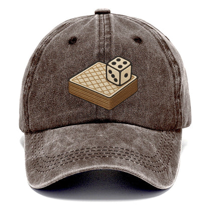 Face Down Card Deck With A Die On Top Board Games Classic Cap – Brown