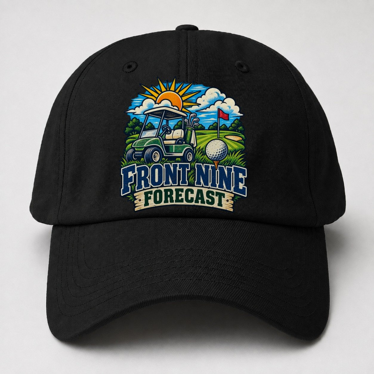 Front Nine Forecast Golf Life Baseball Cap – Black