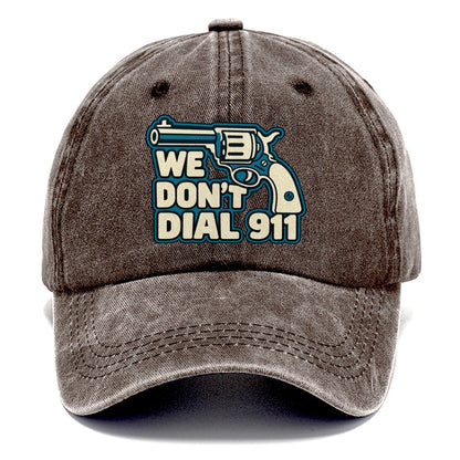 Continuous Line Mark We Don't Dial 911 Classic Cap – Brown