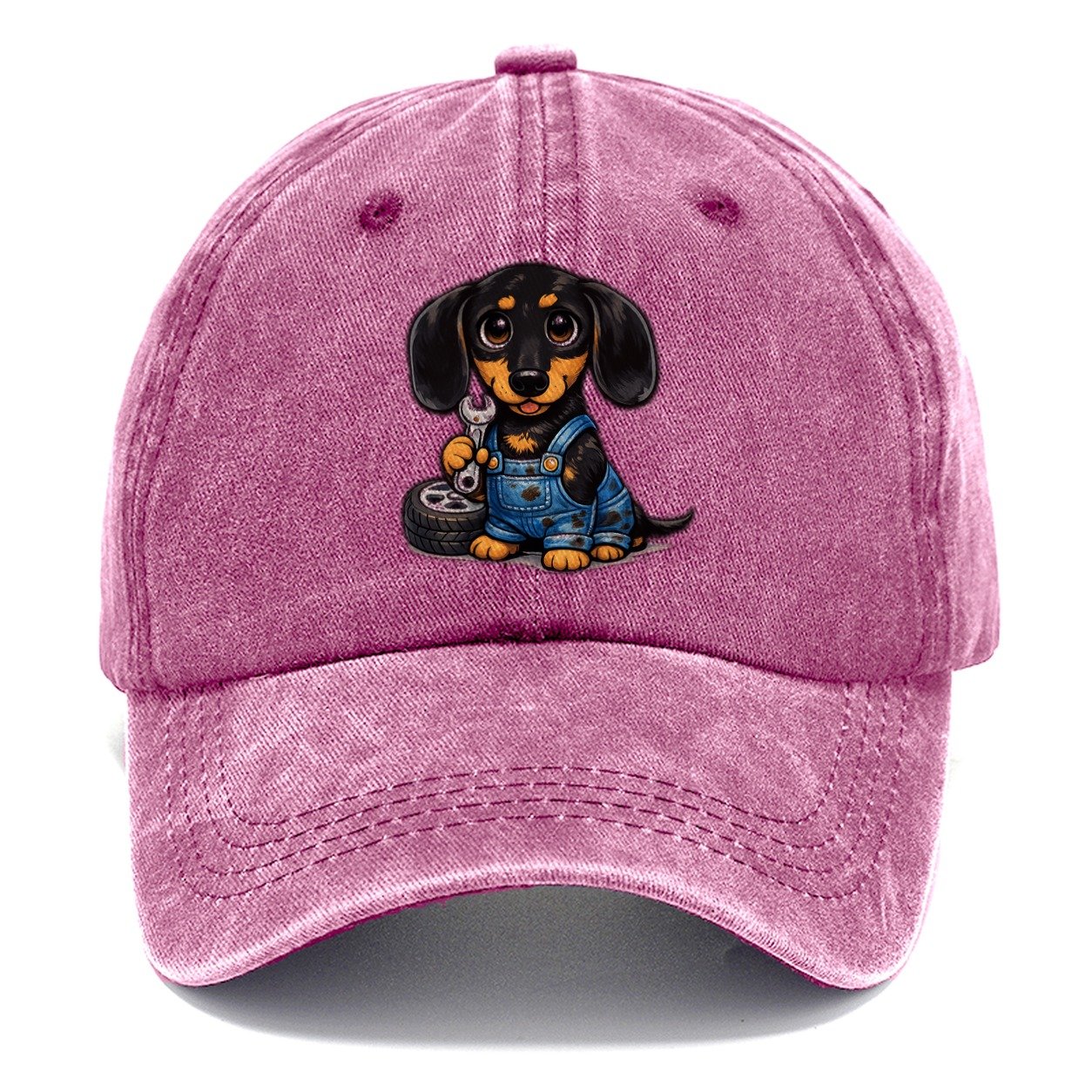 Dachshund Mechanic Classic Cap – Dusty Rose