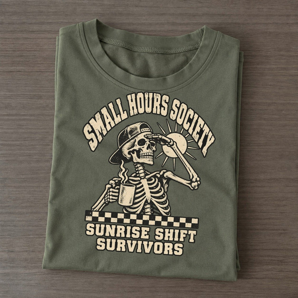 Sunrise Shift Small Hours Society Classic T-shirt – Army Green