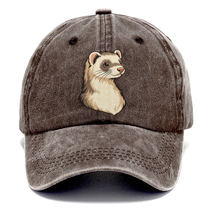 Ferret Cream Portrait Small Pet Logos Classic Cap – Brown