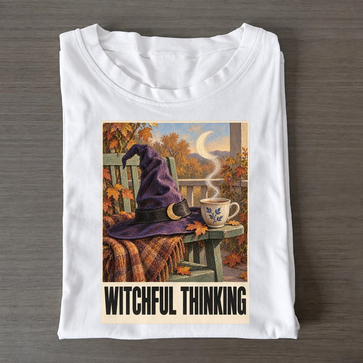 Witchful Thinking Painted Pop Culture Pun Classic T-shirt – White