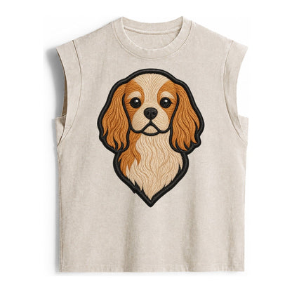 Cavalier King Charles Spaniel Modern G Vintage Washed Tank – Beige