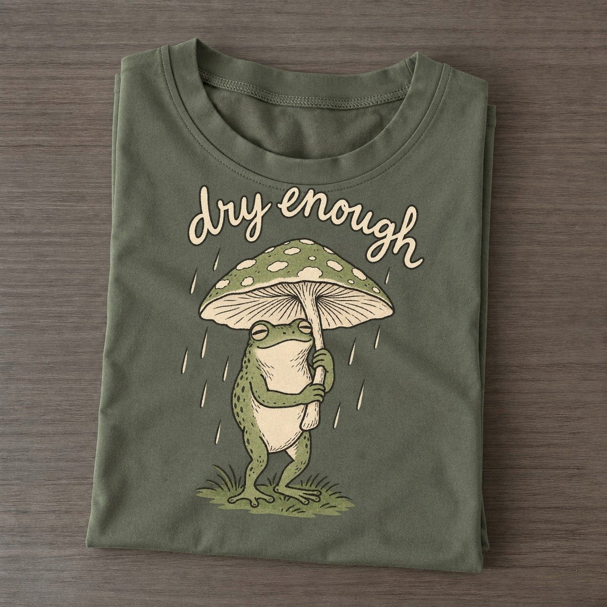Mushroom Umbrella Pond Folk Classic T-shirt – Army Green