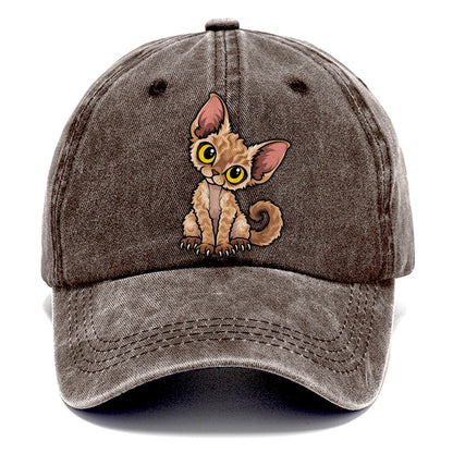 Devon Rex Head Tilt Peeking Cats Classic Cap – Brown