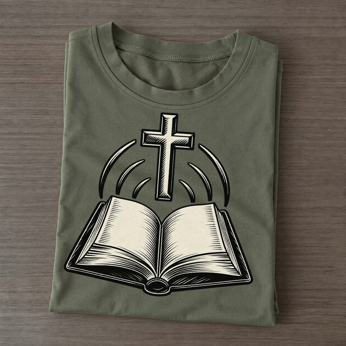 Christian Choir Song And Cross World Faiths Ink Figures Classic T-shirt – Army Green