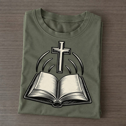 Christian Choir Song And Cross World Faiths Ink Figures Classic T-shirt – Army Green
