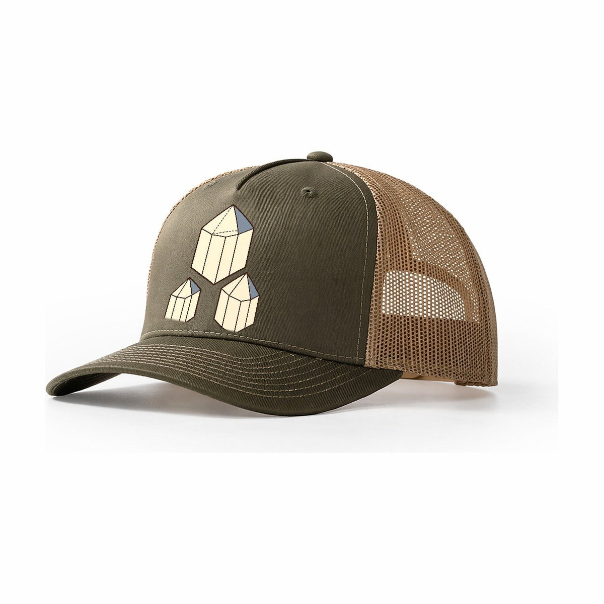 Crystal Growth Diagram Rocks And Minerals Trucker Hat – Olive Khaki